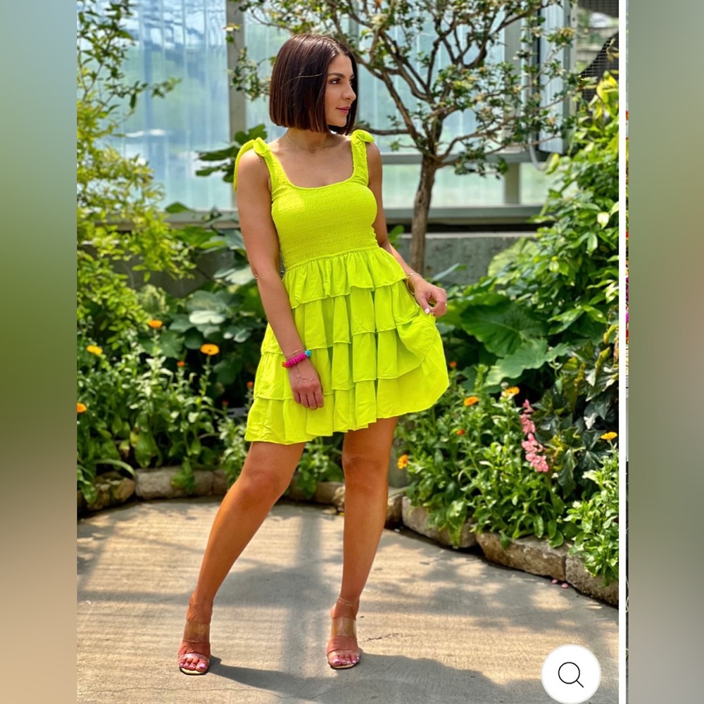 Neon Lime Green/Yellow Dress View 2